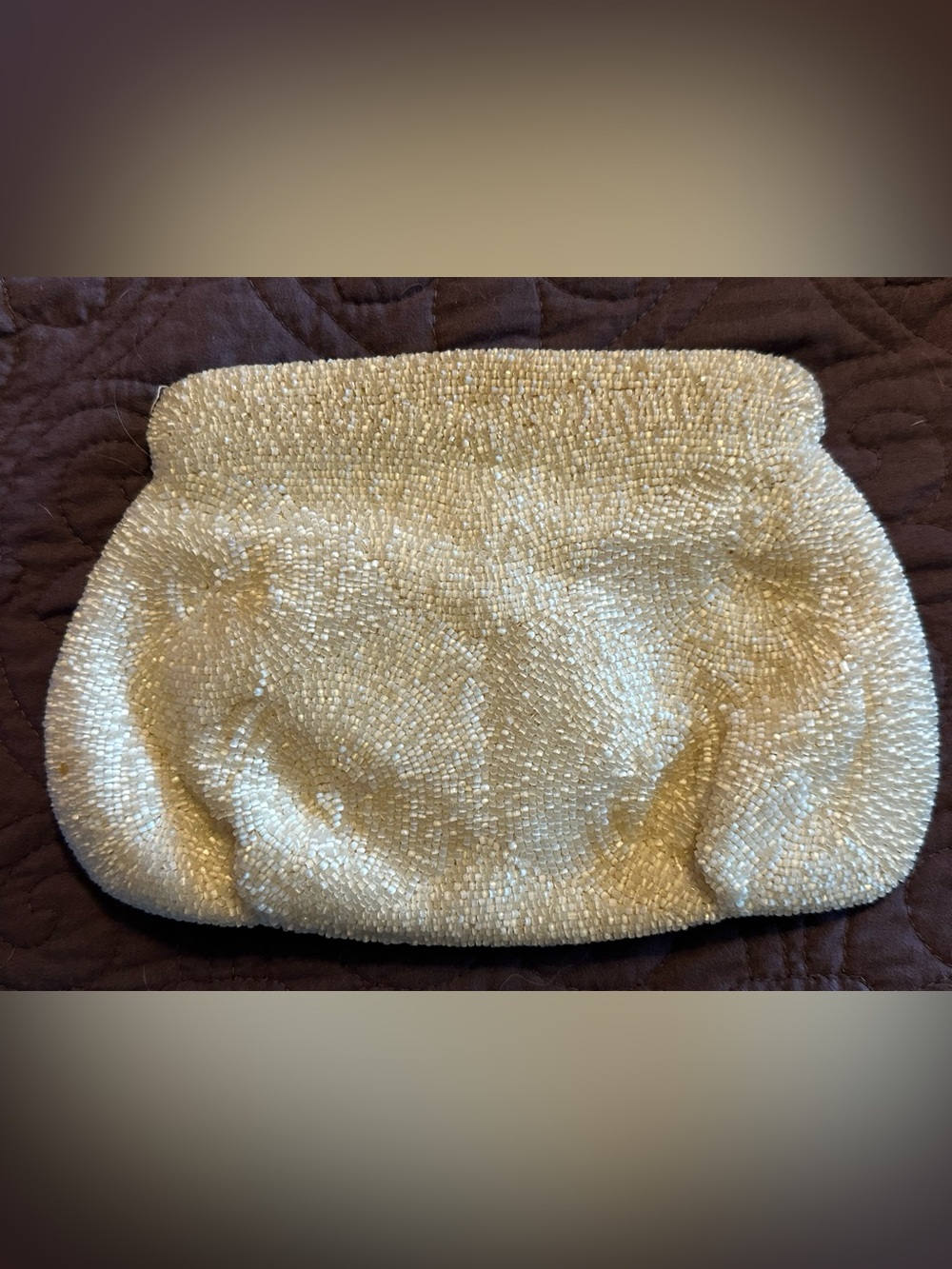 Vintage Antique 60s Beaded Ivory Classy Clutch Bag ~ fits iPhone